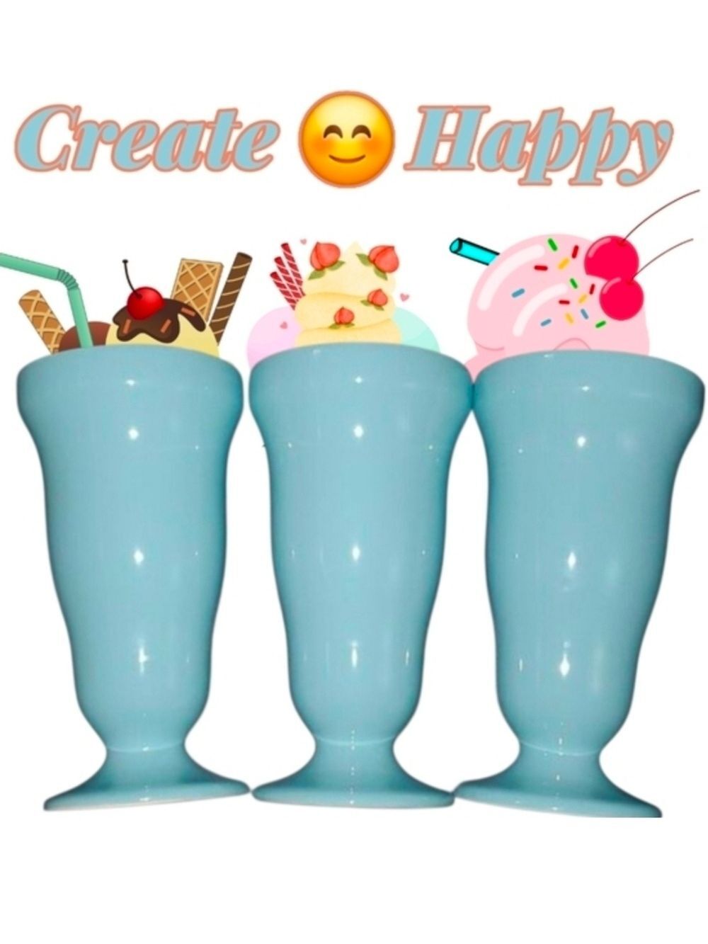 BIA Home Dining Drinkware ice Cream Sundae milkshake Set Curvy Blue Aqua Sexy